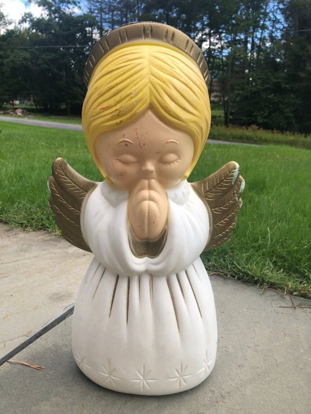Vintage Christmas Praying Angel Blow Mold 18" Grand Venture